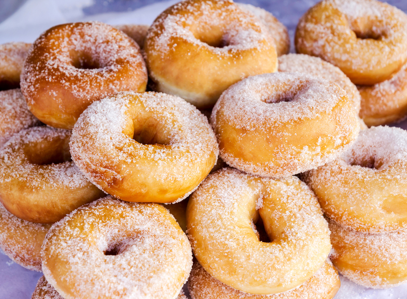 Close up sugar donuts